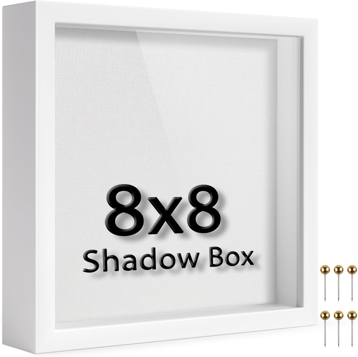 8x10 Shadow Box Frame | Soft Linen Back & Push Pins Included, Polystyrene Glass Memory Display Case for Flowers, Tickets & Cherished 3D Items, Black