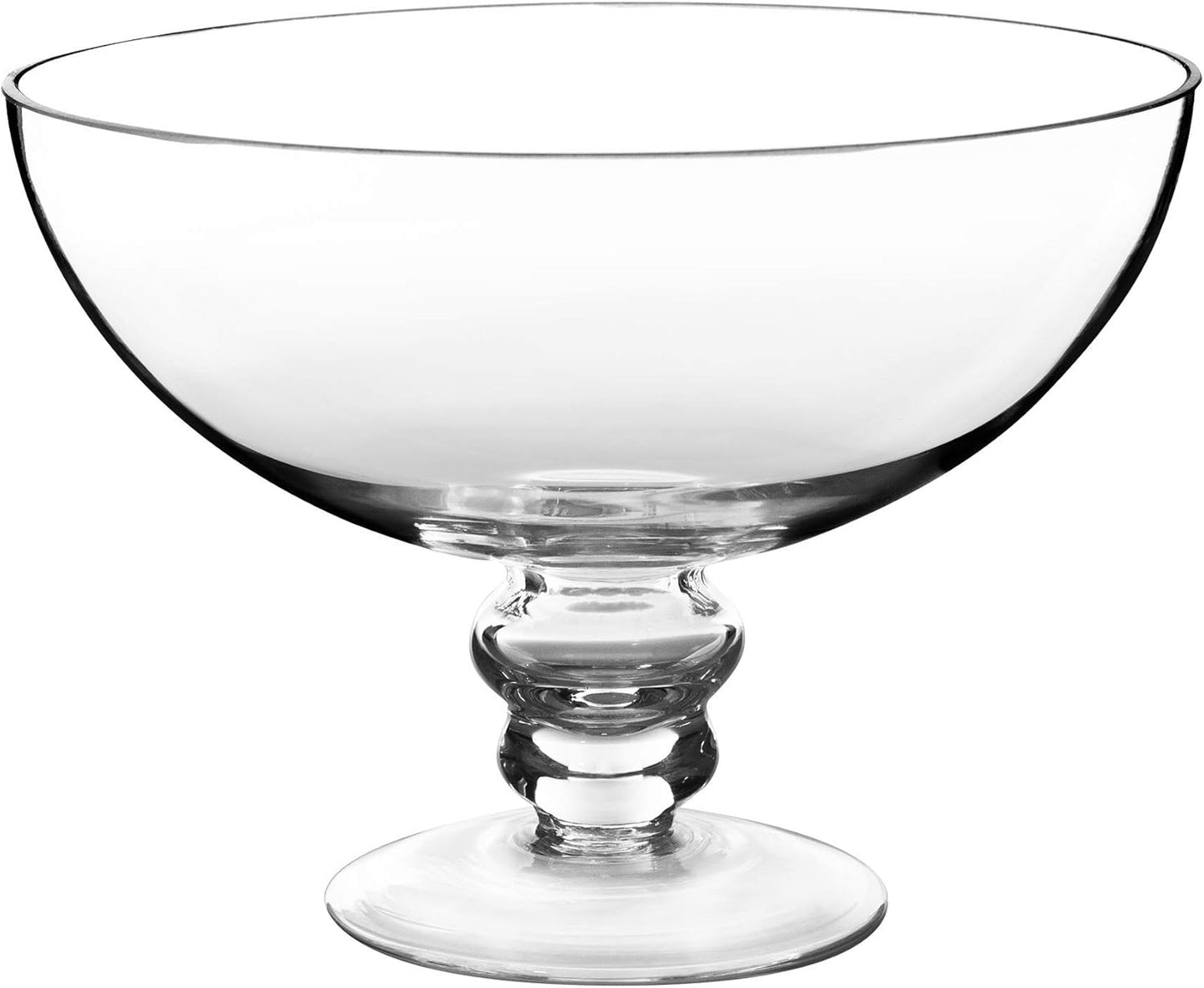 CYS EXCEL Glass Small Decorative Footed Bowl (H:3" D:8") Fruit Display Terrarium Compote Pedestal Vase Kitchen Table Centerpiece