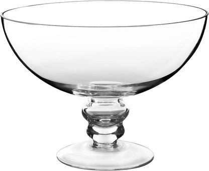 CYS EXCEL Glass Small Decorative Footed Bowl (H:3" D:8") Fruit Display Terrarium Compote Pedestal Vase Kitchen Table Centerpiece