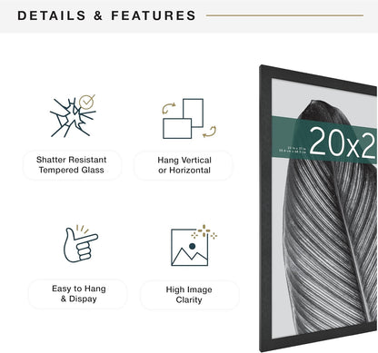 MCS Studio Gallery 16x24 Poster Frame Black Woodgrain Engineered Wood, Vertical & Horizontal Wall Hanging Large Picture Frame for Photos, Posters & Art Prints (1-Pack)