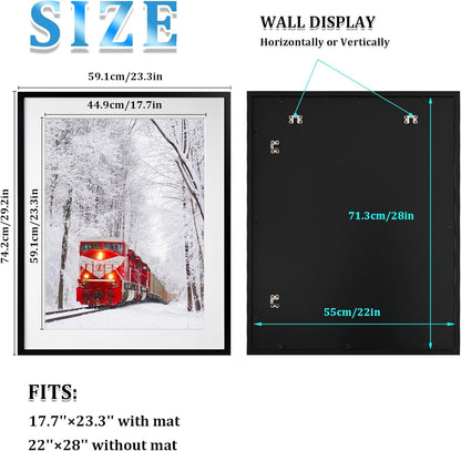 Egofine 12x16 Picture Frame Black, Covered by Plexiglass Made of Solid Wood, Display Pictures 9x12 and 11x14 with Mat or 12x16 Without Mat, for Wall Mounting Photo Frame - Colors B