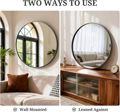 Round Wall Mirror 30 Inch Gold Vanity Mirror with Metal Frame, Modern Circle for Bathroom, Entryway, Bedroom, Living Room, Wall Mounted Decorative Mirrors
