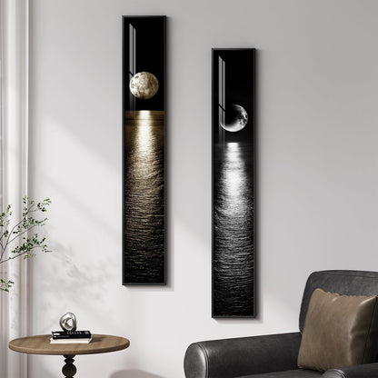 Long Narrow Framed Neutral Abstract Vertical Wall Art Set, 2 Piece Modern Canvas Prints Paintings Artwork for Walls, Beige and Brown Minimalist Pictures for Hallway Entryway Living Room Bedroom Decor