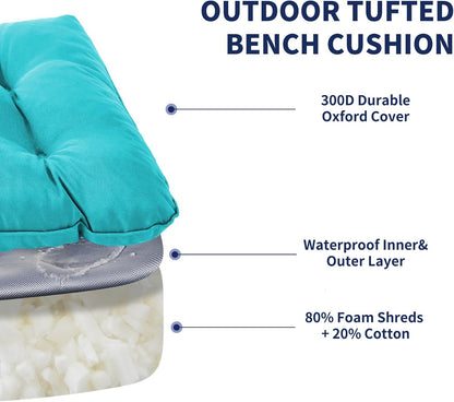 IPYNBAP Outdoor Bench Cushion, 48x18x5 Inch, Waterproof Bench Cushion for Outdoor/Indoor Furniture, Tufted Patio Bench Seat Cushion, Fade Resistant Outdoor Cushions for Porch Swing Couch, Navy Blue