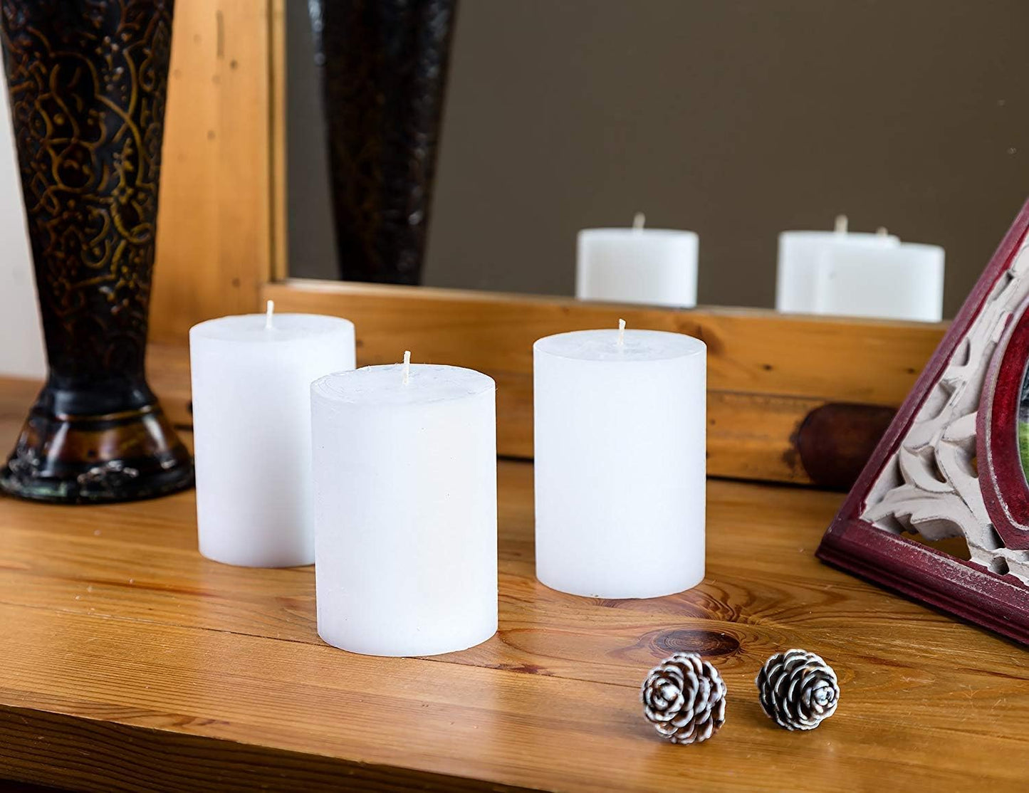 Melt Candle Pillar Candles, 3 Pack - Unscented Candles for Home, Church, Weddings, & More - 3" x 4", Ivory