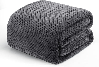 Exclusivo Mezcla Fleece Throw Blanket Extra Large, Super Soft and Warm Blankets for Couch, Sofa and Bed Waffle Textured, Cozy, Fuzzy and Lightweight (Slate Blue, 50x70 Inches)