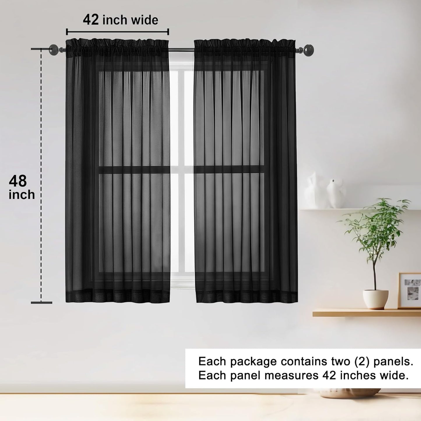 OWENIE Sheer Curtains 84 inches Long 2 Panels Set for Living Room/Bedroom, Rod Pocket Voile Sheer Panel Drapes, White, 2pcs, Each 42" W x 84" L - Colors B