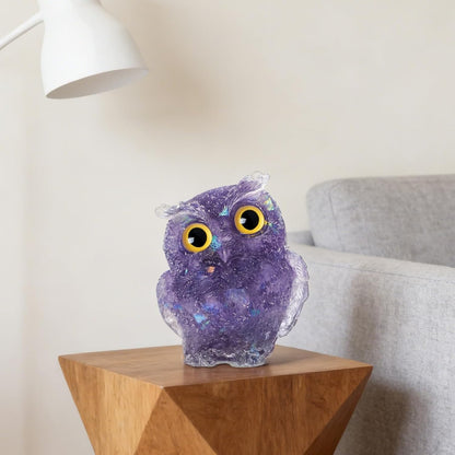 OwMell Owl Statue Tumbled Stone Gemstone Owl Figurine Home Decor Shelf Decor 2.5" - Turquoise