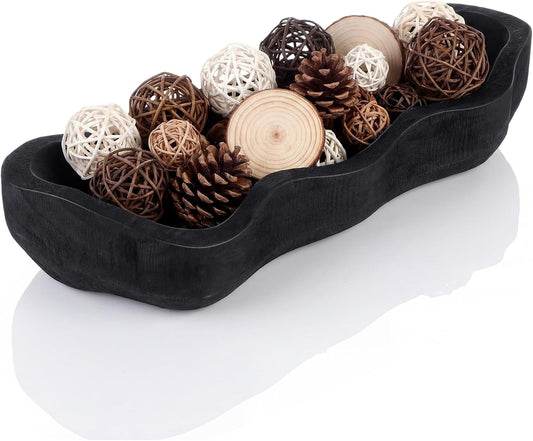 Nuogo 1 Pack 16 Inch Wavy Live Edge Dough Bowl Large Size Wood Rustic Dough Bowl Decorative for DIY Farmhouse Home Supplies Kitchen Decoration(Light Color)