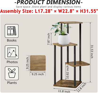 AZERPIAN Plant Stand 5 Tier Indoor Metal Flower Shelf for Multiple Plants Corner Tall Flower Holders for Patio Garden Living Room Balcony Bedroom, Black (5 Tier-Black)