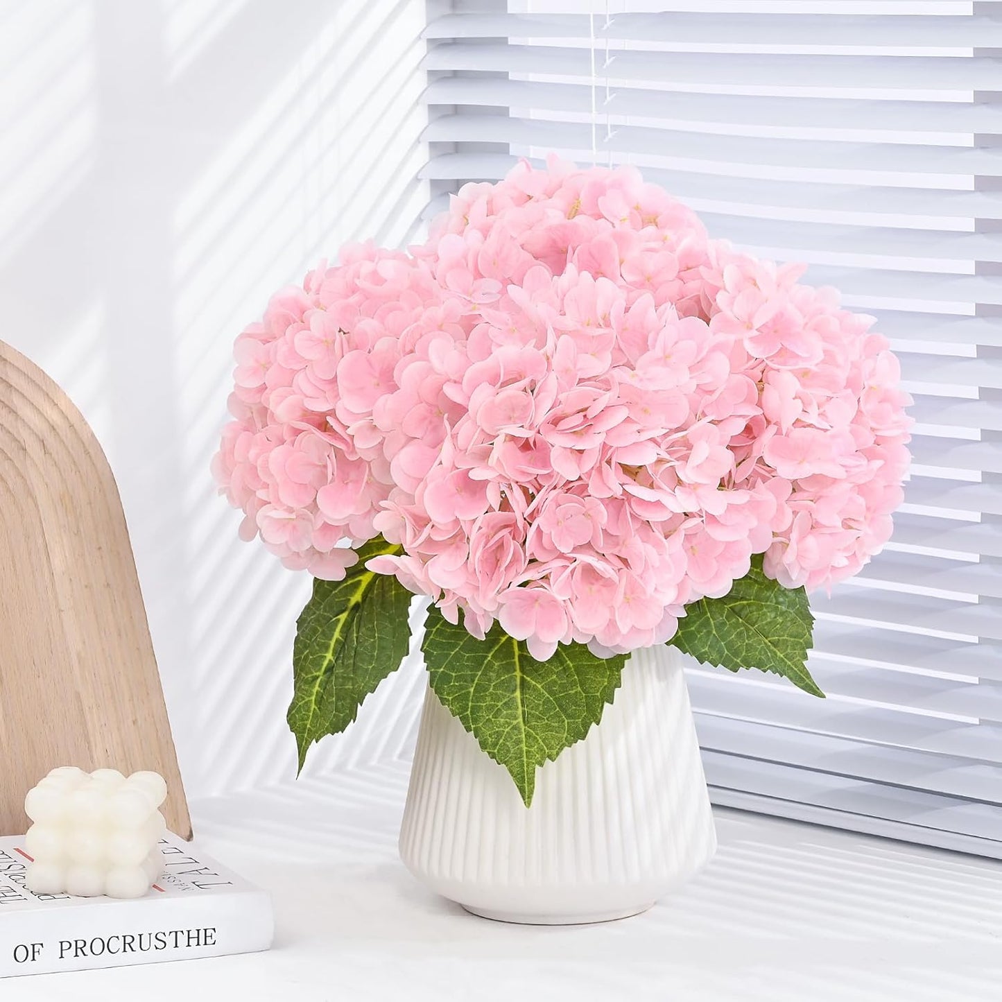 MARTINE MALL 3Pcs 21in Hydrangea Artificial Flowers, Latex Real Touch Hydrangeas Lifelike Large Hydrangea Flowers for Home Decor Party Arrangements Wedding Bouquets Centerpieces (Blue)