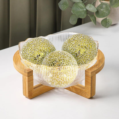 3Pcs Mosaic Glass Orbs Decorative Balls Set 8.5cm/3.35inch Blue Sphere Wedding Party Home Decor Table Centerpiece