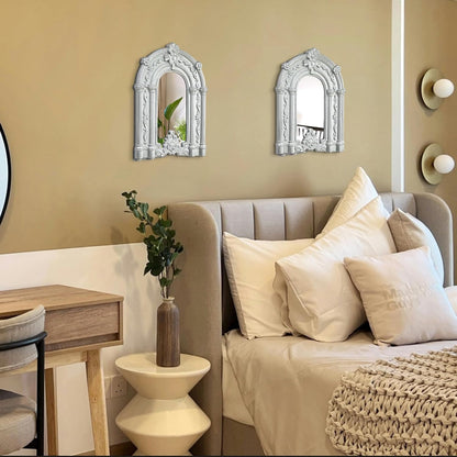 ZEXUIRU 4 Set. Rustic Wall Mirrors for Bedroom Bathroom Living Room Entryway Wood Farmhouse Square Easy to Hang Framed Decorative Accent Hanging Wall-Mounted Mirror Set for Living Room - Black