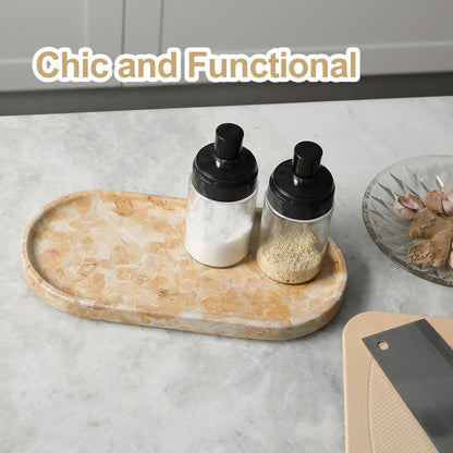 Koville Italian Travertine Tray, 12"x6" Vanity Decorative Marble Tray for Countertop, Catchall Tray for Perfume, Candles, Jewelry Dish Tray
