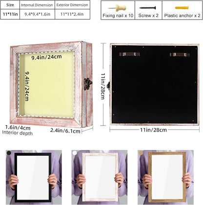 TJ.MOREE Shadow Box Frame 8 x 10 Shadowbox Display Case Picture Frame with Linen Back Memorabilia Bouquet Medals Military Photos Memory Box