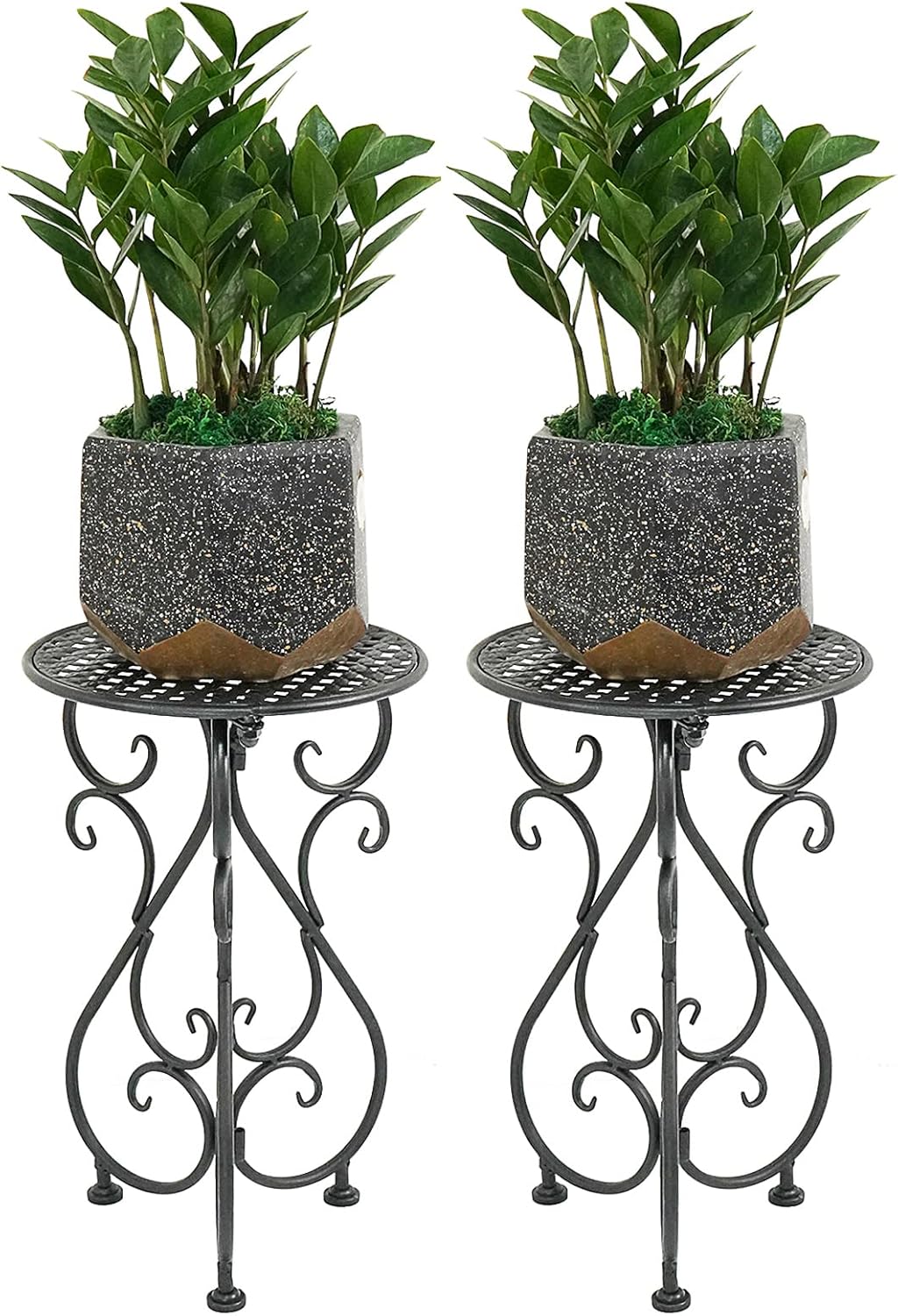 NAKUPE Plant Stand Indoor & Outdoor Flower Pot Stand 17" Tall Metal Plant Table,Single Planter Holder for Patio, Porch, Corner, Garden Decor, Balcony, Black(1 Pack)