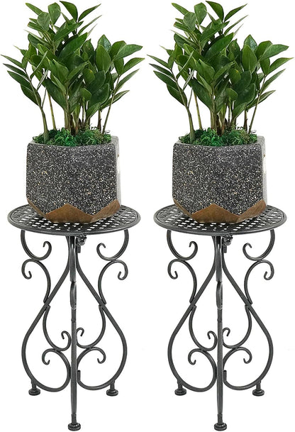 NAKUPE Plant Stand Indoor & Outdoor Flower Pot Stand 17" Tall Metal Plant Table,Single Planter Holder for Patio, Porch, Corner, Garden Decor, Balcony, Black(1 Pack)