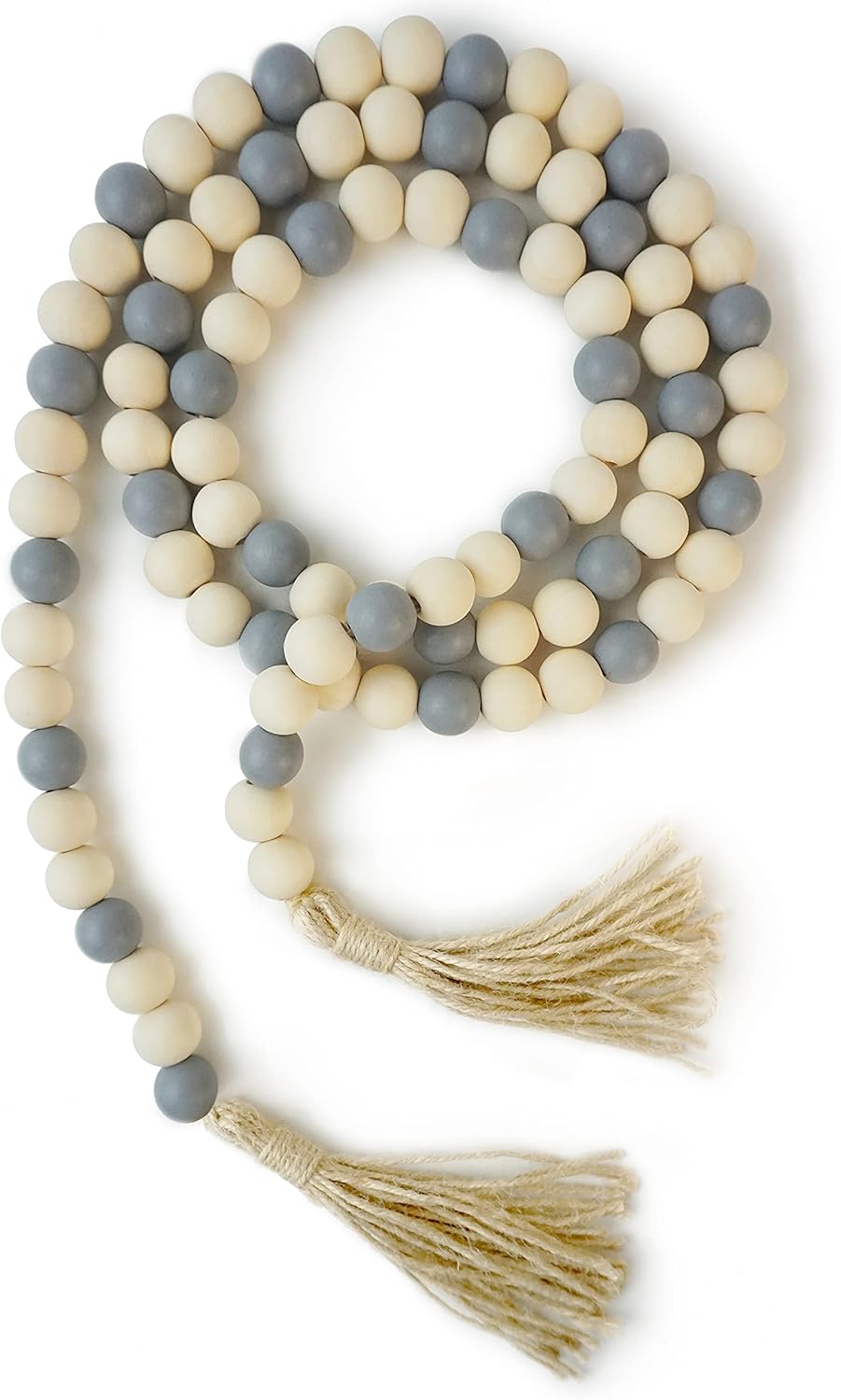 Wooden Beads Garland with Tassels, 61 Inch Wood Bead Garland, Modern Farmhouse Decor, Boho Home Decor Clearance