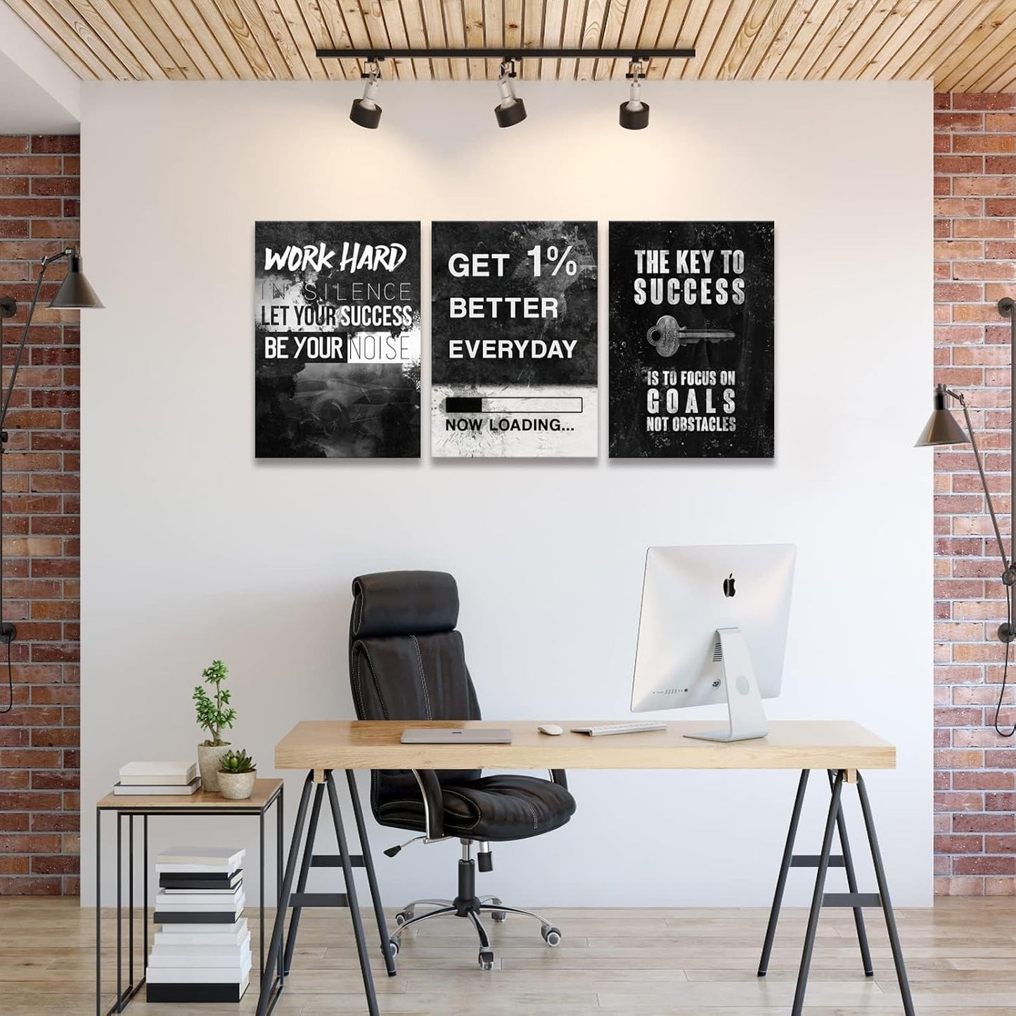KAWAHONE Canvas Painting Wall Art, Grind Hustle Execution Motivational Wall Art Decoration Posters Prints for Living Room Bedroom, Office Decor, Gallery-Wrapped Canvas Art Set Framed Ready to Hang