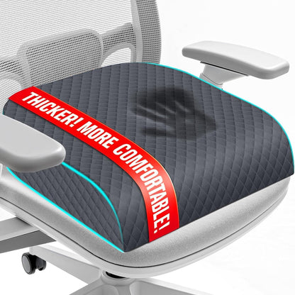 Seat Cushion, Memory Foam Chair Pad for Sciatica & Hip Pain Relief, Non-Slip Cushion for Office, Home, Car, Large Desk Chair Cushion, Washable Cover & Handle, Large, Black