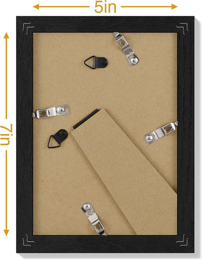 Vittanly 8x10 Picture Frames Set of 9, Shatter Resistant Plexiglass, Display 5x7 Pictures with Mat or 8x10 without Mat, Photo Frames for Wall or Tabletop, Engineered Wood, Black - Colors B
