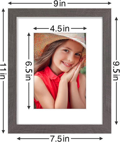 Vittanly 8x10 Picture Frames Set of 9, Shatter Resistant Plexiglass, Display 5x7 Pictures with Mat or 8x10 without Mat, Photo Frames for Wall or Tabletop, Engineered Wood, Black - Colors B