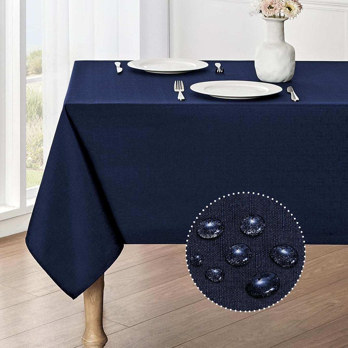 Veblandy Rectangle Tablecloth Waterproof Linen Textured Table Cloth Stain and Wrinkle Resistant Washable, Decorative Fabric Table Cover for Dining, Party and Camping (Sage Green, 52 * 70)