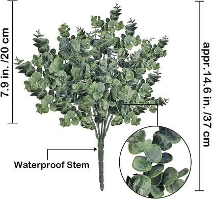 Supla 3 Pcs Realistic Eucalyptus Leaves Bushes Artificial Greenery Stems Faux Eucalyptus Branches in Grey Green 14.6" Tall for Vase Bouquets Wreath Garland Floral Crafts Centerpiece Table Decorations