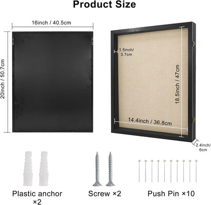 GraduatePro Shadow Box Frame 11x14 Display Case with Linen Back, Real Glass Window Door with Hinge, Picture Frame Wedding Bouquet Memorabilia Medals Photos Memory Box for Keepsakes, Carbonized Black