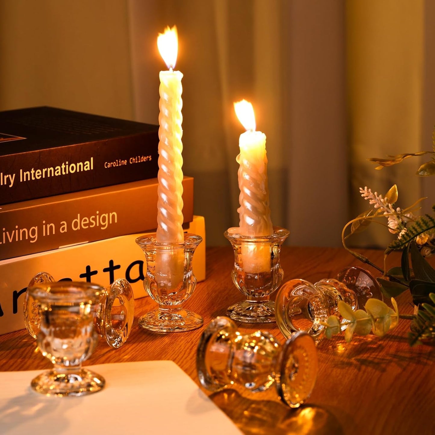 Foaincore 72 Pack Glass Candlestick Holders Bulk 2.5 Inch Taper Candle Holders Small Ritual Candle Stand Table Centerpieces for Wedding Christmas Valentine's Festival Party Dining Decorations (Clear)