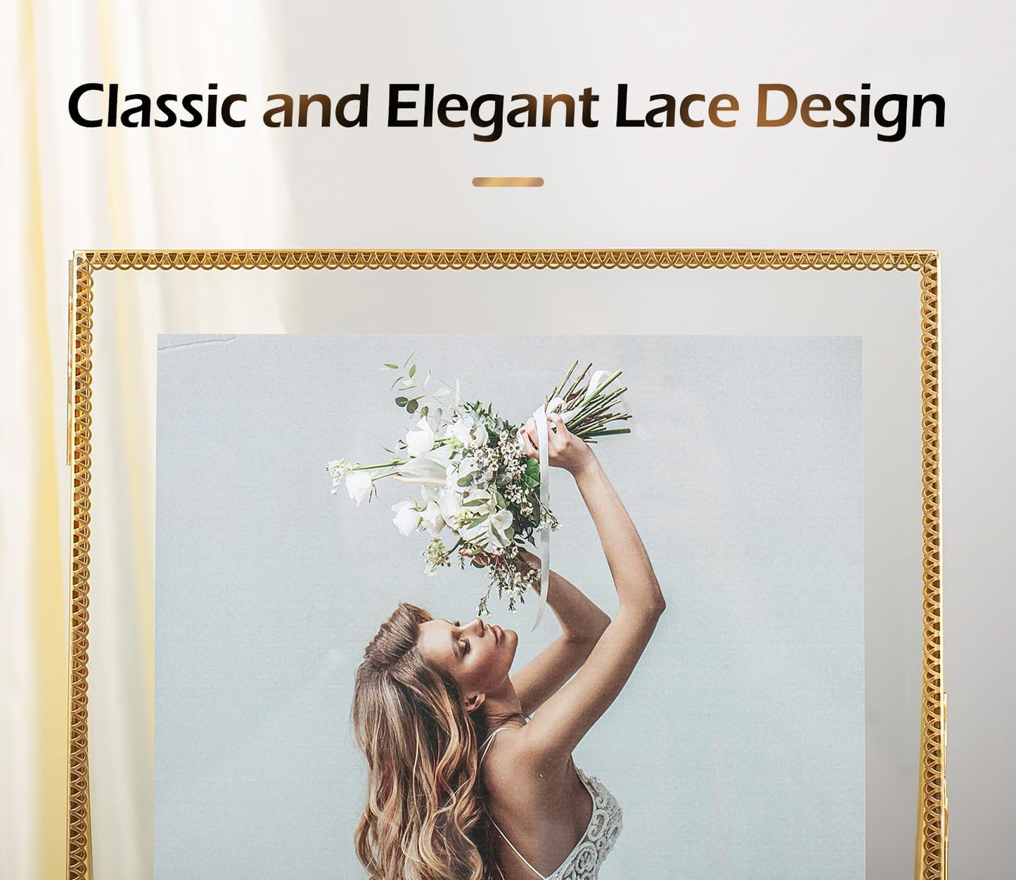Gold Floating Picture Frame Set of 2, 10"x12" Glass Pressed Flower Picture Frames, Tabletop Standing Glass Floating Frame for 8x10 Photo Display