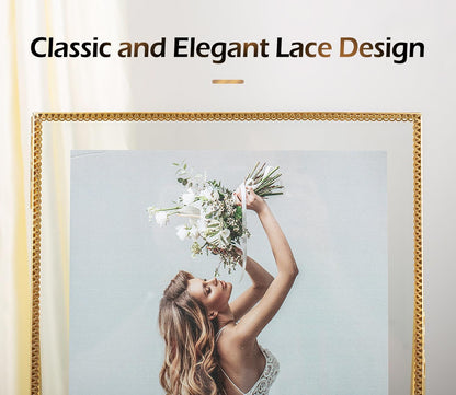 Gold Floating Picture Frame Set of 2, 10"x12" Glass Pressed Flower Picture Frames, Tabletop Standing Glass Floating Frame for 8x10 Photo Display