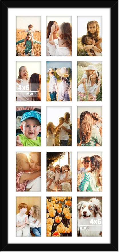 DUENPY 14x26 Collage Picture Frame 4x6 Collage Picture Frame Displays Twelve 4x6 inch Photos Available Horizontal Wall Mounting Display and Vertical Black - Colors A