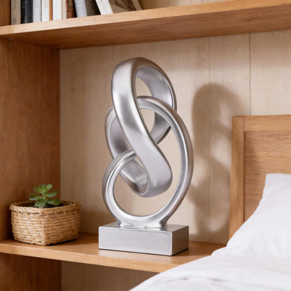 Modern Abstract Knot Sculpture, Artistic Mobius Inspired Resin Decor, Elegant Home and Office Decor, Perfect for Shelves, Desktops, and Mantles, Ideal Gift for Birthdays, Housewarmings (Black)