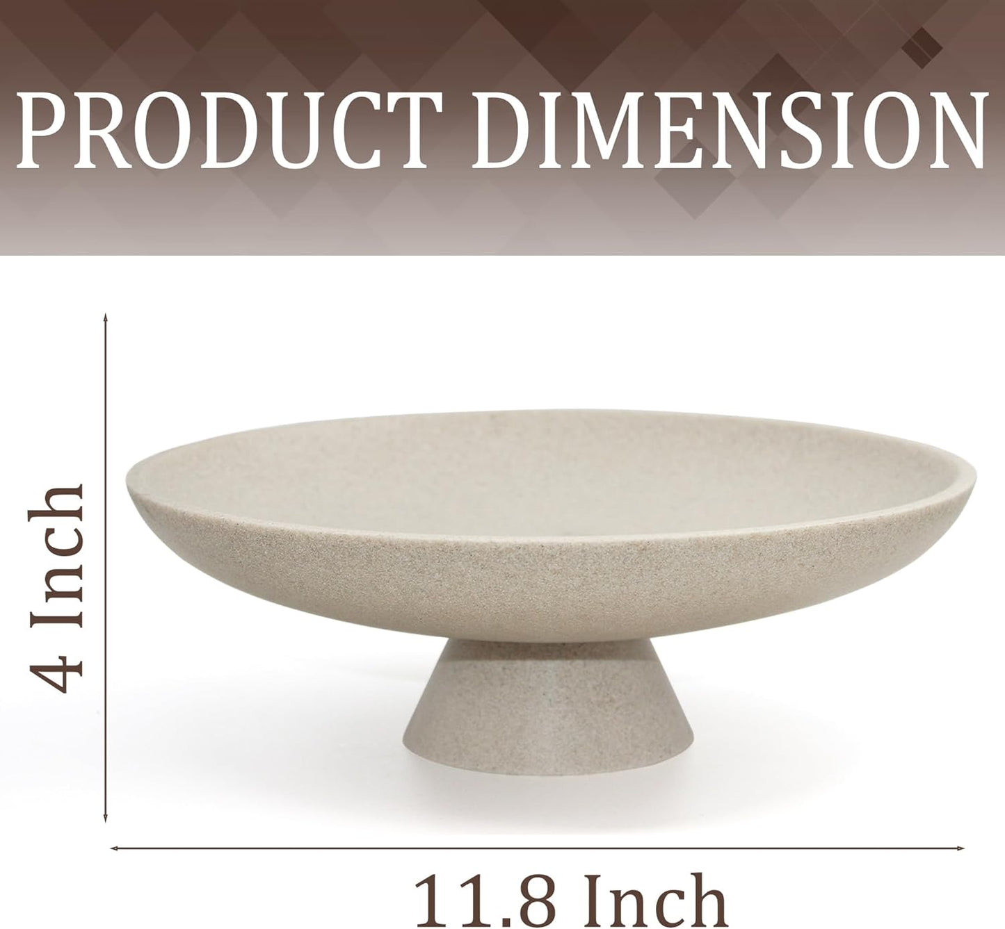 YMXYJM Modern Resin Pedestal Decorative Bowl, Large Fruit Bowl for Kitchen Counter, Stylish Key Bowl for Entryway Table, Beige