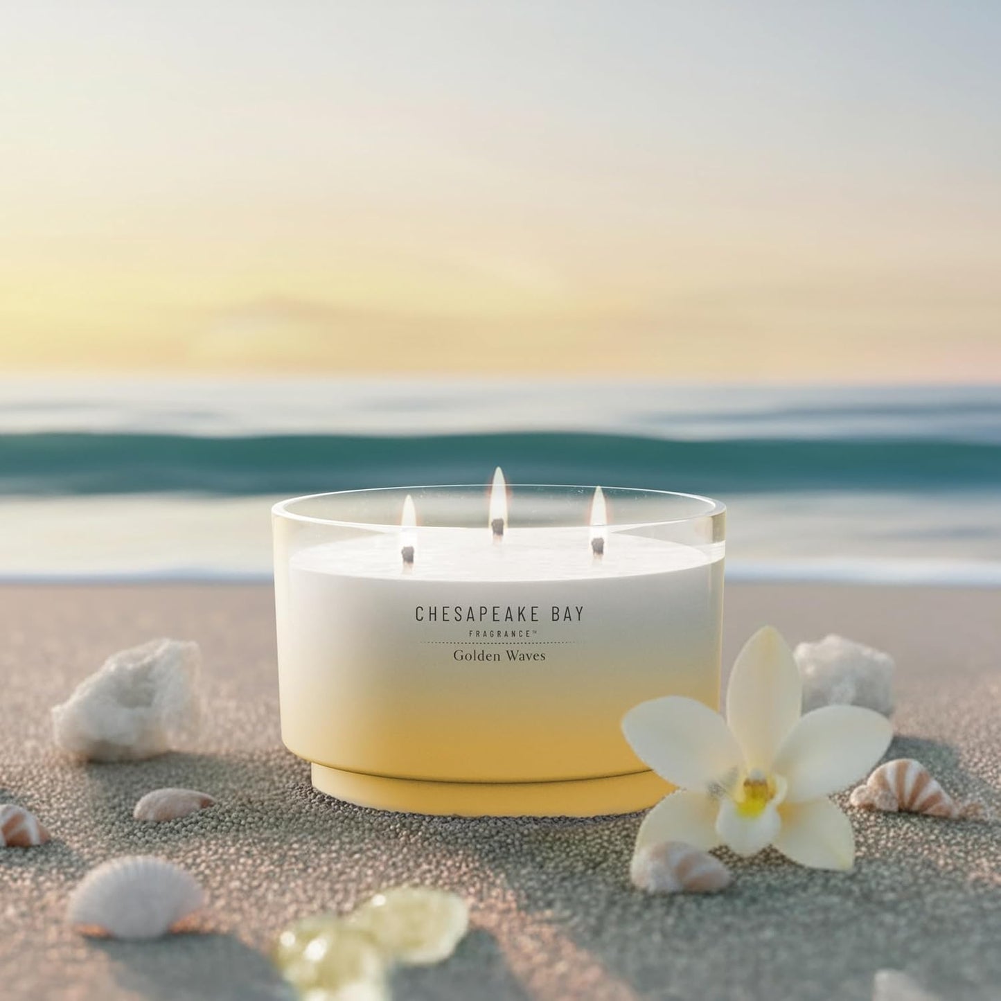 Chesapeake Bay, 11oz Marine Drift Scented Candle, Mood Evoking Fragrance, Textured Sea Glass-Inspired Jar, Premium Soy Blend Wax with Essential Oils, Coastal Fragrance for Home Décor or Gifting