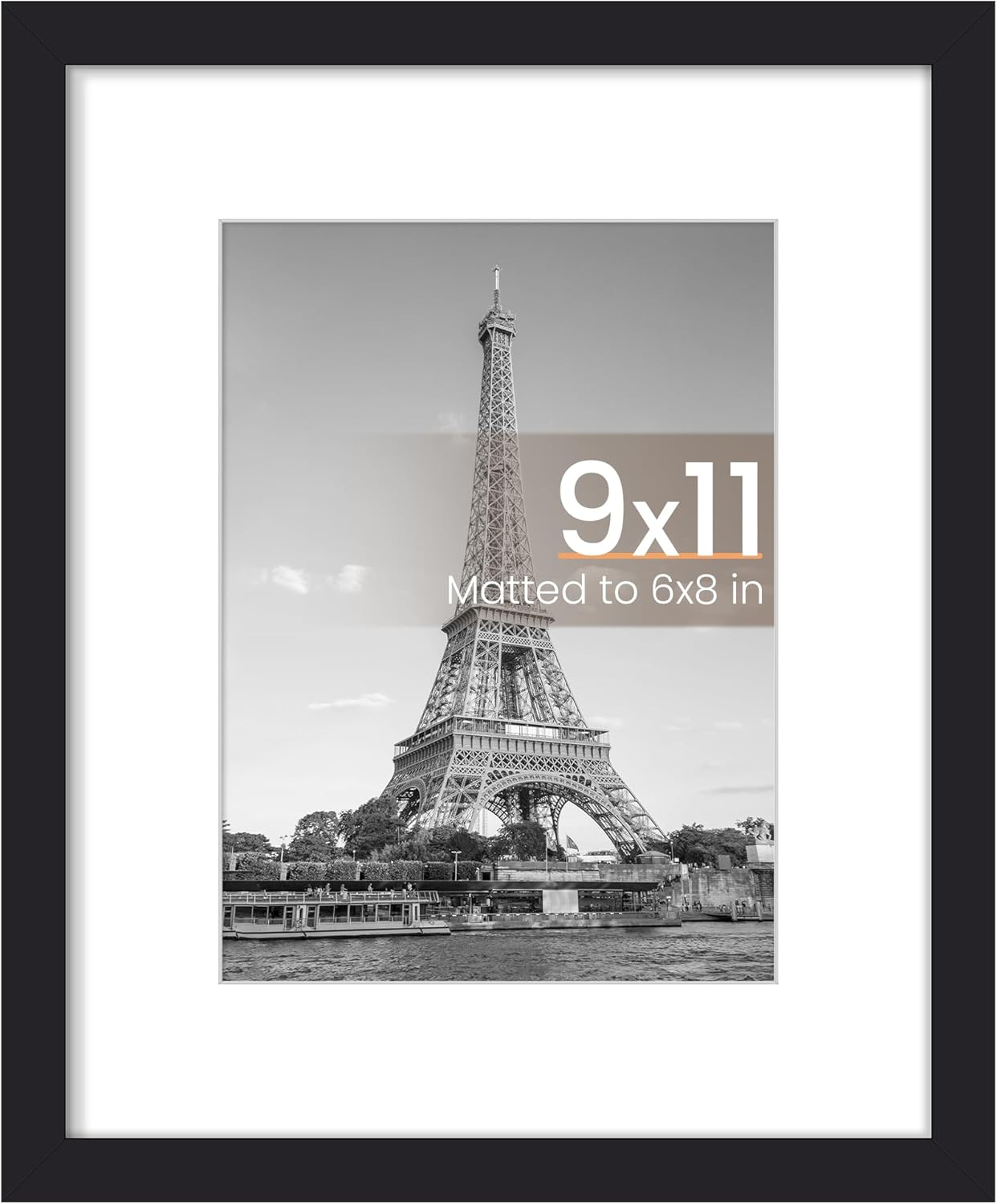 upsimples 8x10 Picture Frame, Display Pictures 5x7 with Mat or 8x10 Without Mat, Wall Hanging Photo Frame, Black, 1 Pack - Colors A