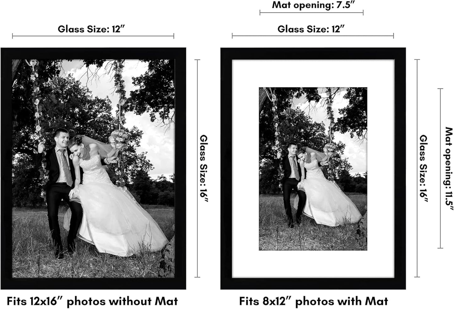 Americanflat 8x10 Picture Frame with Shatter-Resistant Glass - Use as 5x7 Frame with Mat or Display 8x10 Photo Without Mat - Signature Collection - Picture Frames for Tabletop and Wall Display - Black