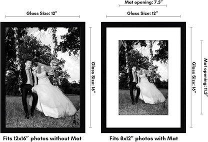 Americanflat 8x10 Picture Frame with Shatter-Resistant Glass - Use as 5x7 Frame with Mat or Display 8x10 Photo Without Mat - Signature Collection - Picture Frames for Tabletop and Wall Display - Black