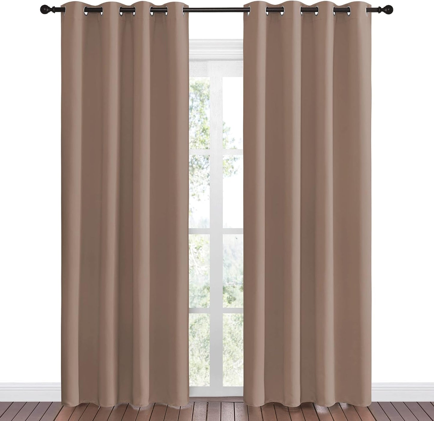 NICETOWN Halloween Pitch Black Solid Thermal Insulated Grommet Blackout Curtains/Drapes for Bedroom Window (2 Panels, 42 inches Wide by 63 inches Long, Black) - Colors D