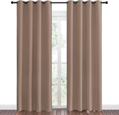 NICETOWN Halloween Pitch Black Solid Thermal Insulated Grommet Blackout Curtains/Drapes for Bedroom Window (2 Panels, 42 inches Wide by 63 inches Long, Black) - Colors D