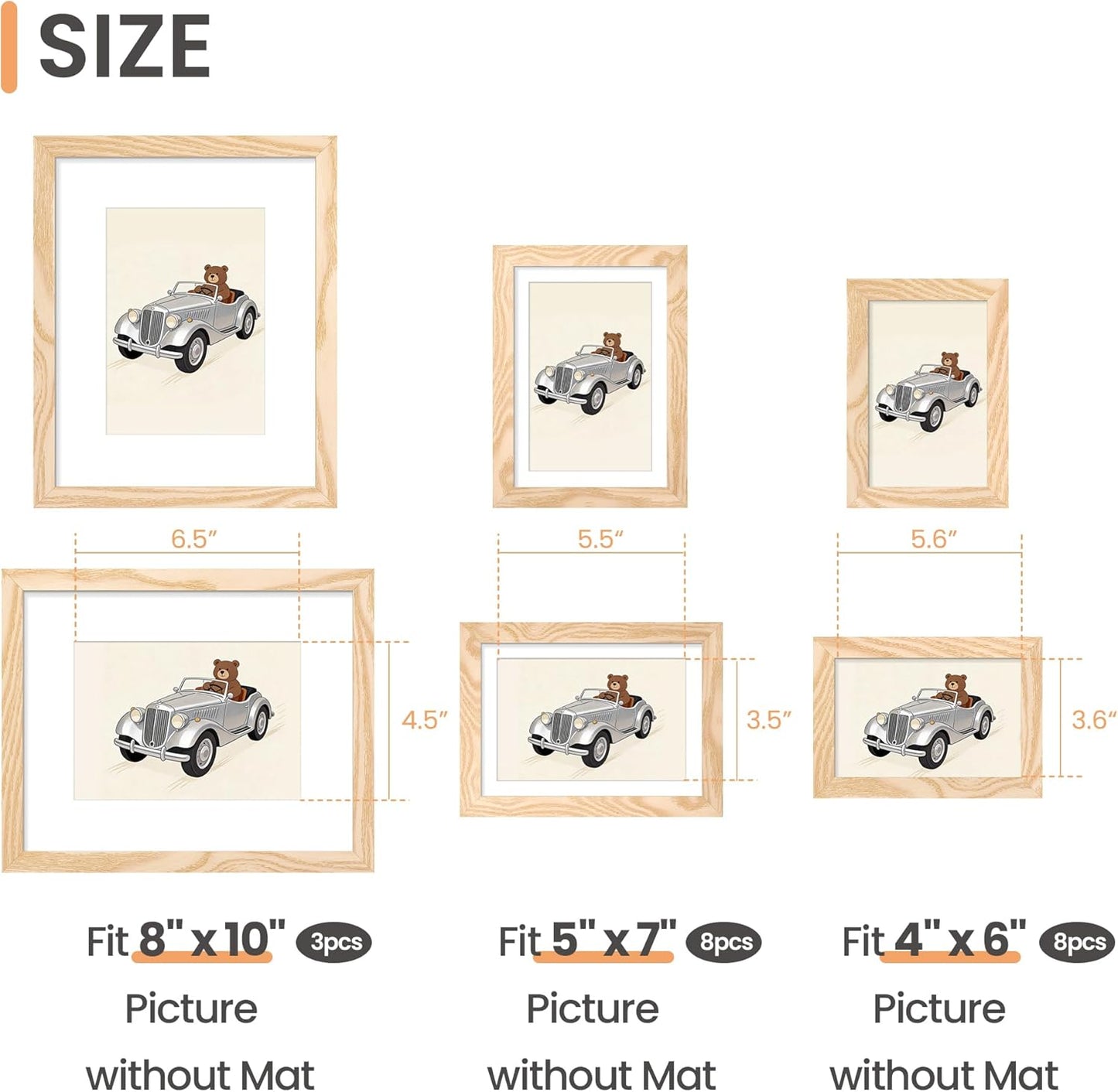 upsimples 19 Pack Picture Frames Collage Wall Decor for Mounting or Tabletop Display, Photo Gallery Frame Set for Family, Multi Sizes Including 8x10, 5x7, 4x6, Brown