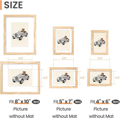 upsimples 19 Pack Picture Frames Collage Wall Decor for Mounting or Tabletop Display, Photo Gallery Frame Set for Family, Multi Sizes Including 8x10, 5x7, 4x6, Brown