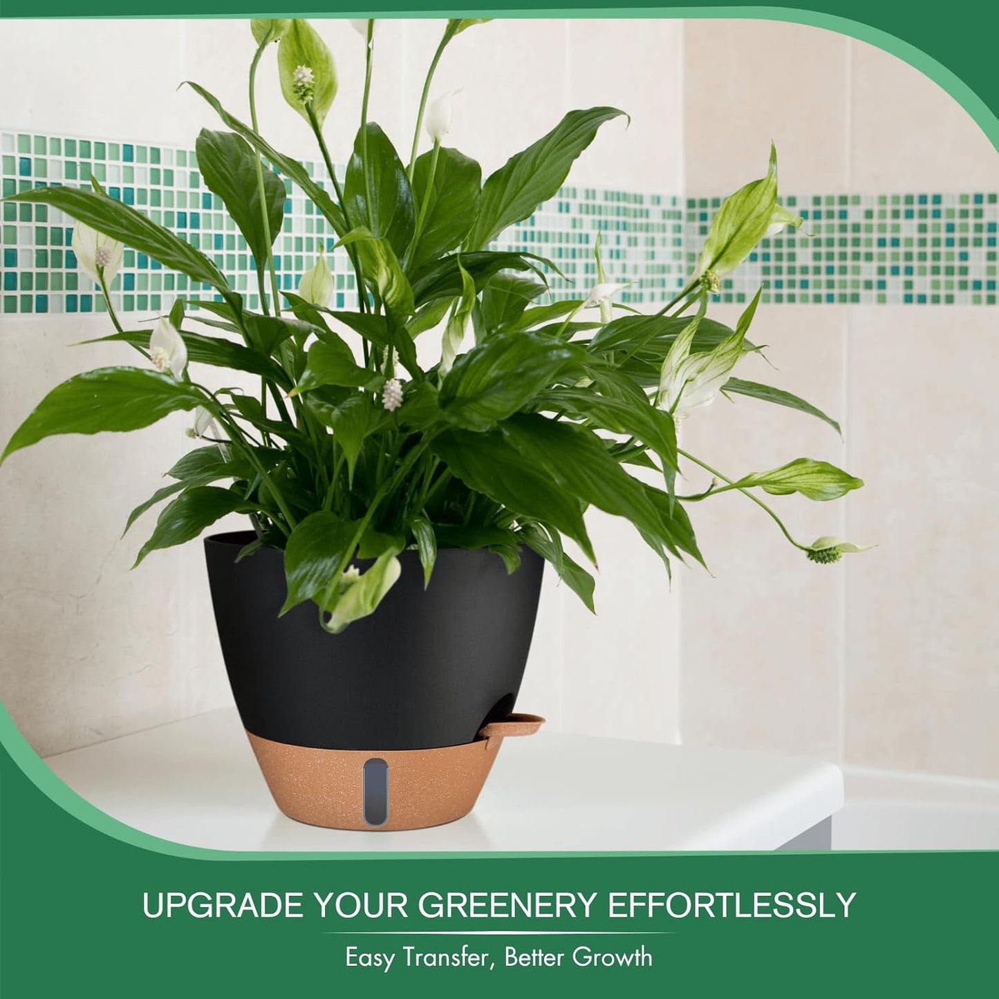 montresor 12/10/8 Inch Self Watering Pots for Indoor Plants Plastic Large Plant Pots for Outdoor Plants, Water Level Window & Spacious Reservoir Flower Pots Decorative Planter with Drainage and Tray