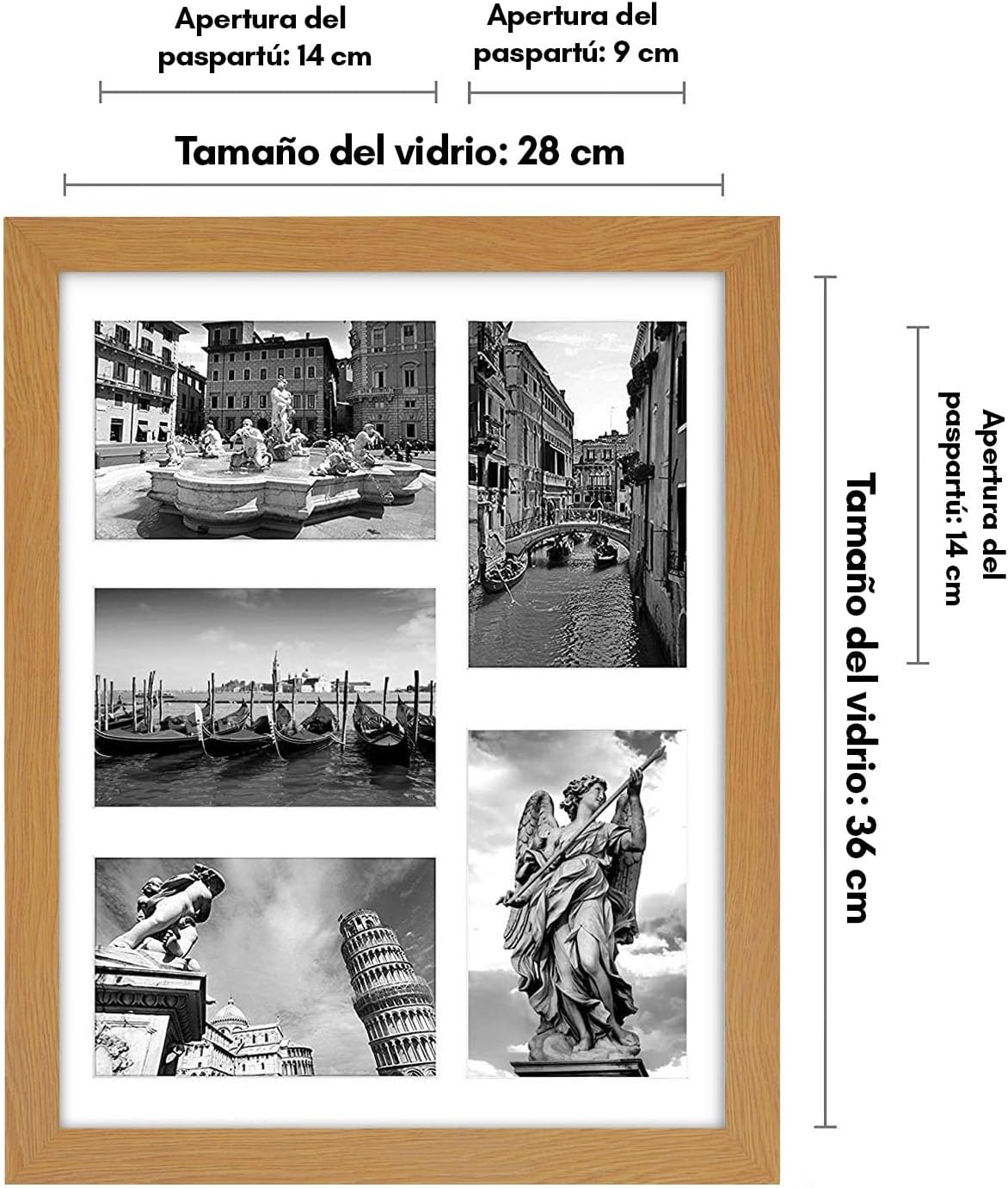 Americanflat 4x6 Collage Picture Frame with Shatter-Resistant Glass - Fits Five 4x6 Photos or Use as One 11x14 Picture Frame - Signature Collection - Collage Frames for Wall Display - Black