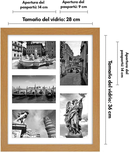 Americanflat 4x6 Collage Picture Frame with Shatter-Resistant Glass - Fits Five 4x6 Photos or Use as One 11x14 Picture Frame - Signature Collection - Collage Frames for Wall Display - Black