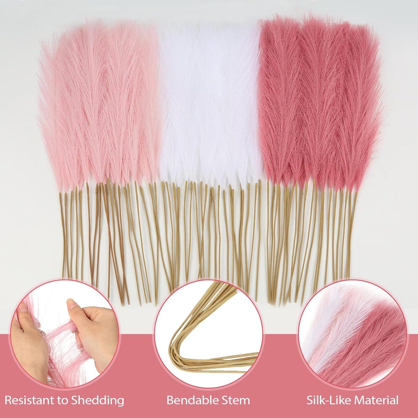 30pcs Pampas Grass Decor,21" Artificial Pompous Grass Bulk,Small Vase Filler Pompas Grass for Home Wedding Living Room Wall Party Decoration (Beige,Light Brown, 21 Inch 30 Pcs)