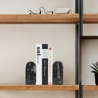 Koville African Natural Marble Bookends for Shelves, Non-Slip Book Ends, 13LBS Ultra Heavy Duty Marble Book Holder Organizer, Apartment Decor for Movies/CD/Video Games(Namib Fantasy)