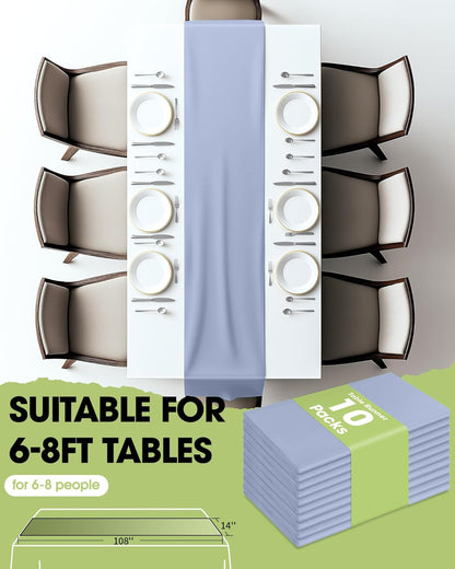Pureegg Gold Plastic Table Runners - 10 Pack, 14'' x 108'', Water Resistant & Disposable Centerpiece Decorations for Table Cloth, Wedding, Birthday, Holiday, Baby Shower, Party, Home Decor