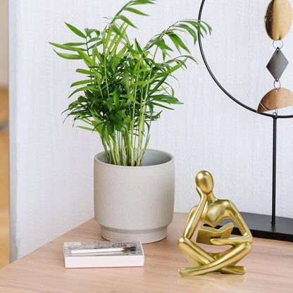 UTTCMK Bookshelf Decor Thinker Statue - Abstract Art Reading Thinker Sculpture Figurine Aesthetic, Modern Home Decoration for Living Room Office Shelves Coffee Table Desk Decor(Beige)